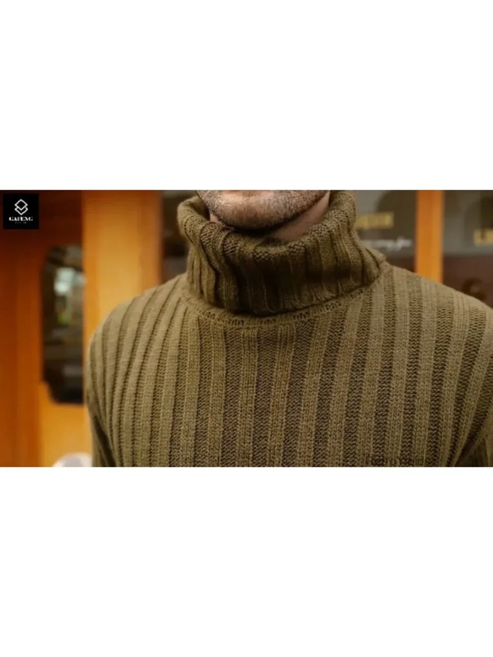 Mens Turtleneck Sweater Cable Knit Chunky Winter Pullover Acrylic